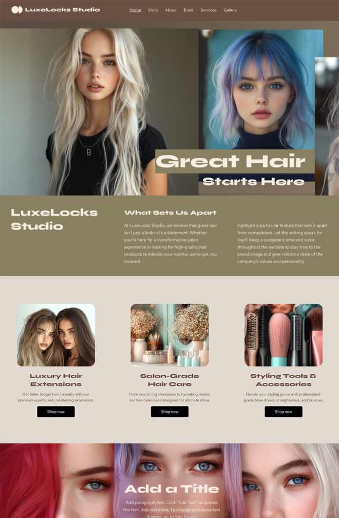 Wix website builder interface with drag-and-drop design tools for easy website creation.