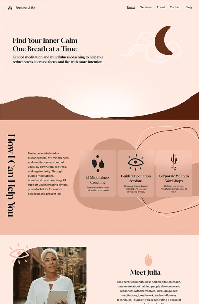 Completed Wix website design with a professional layout and integrated features for business branding.